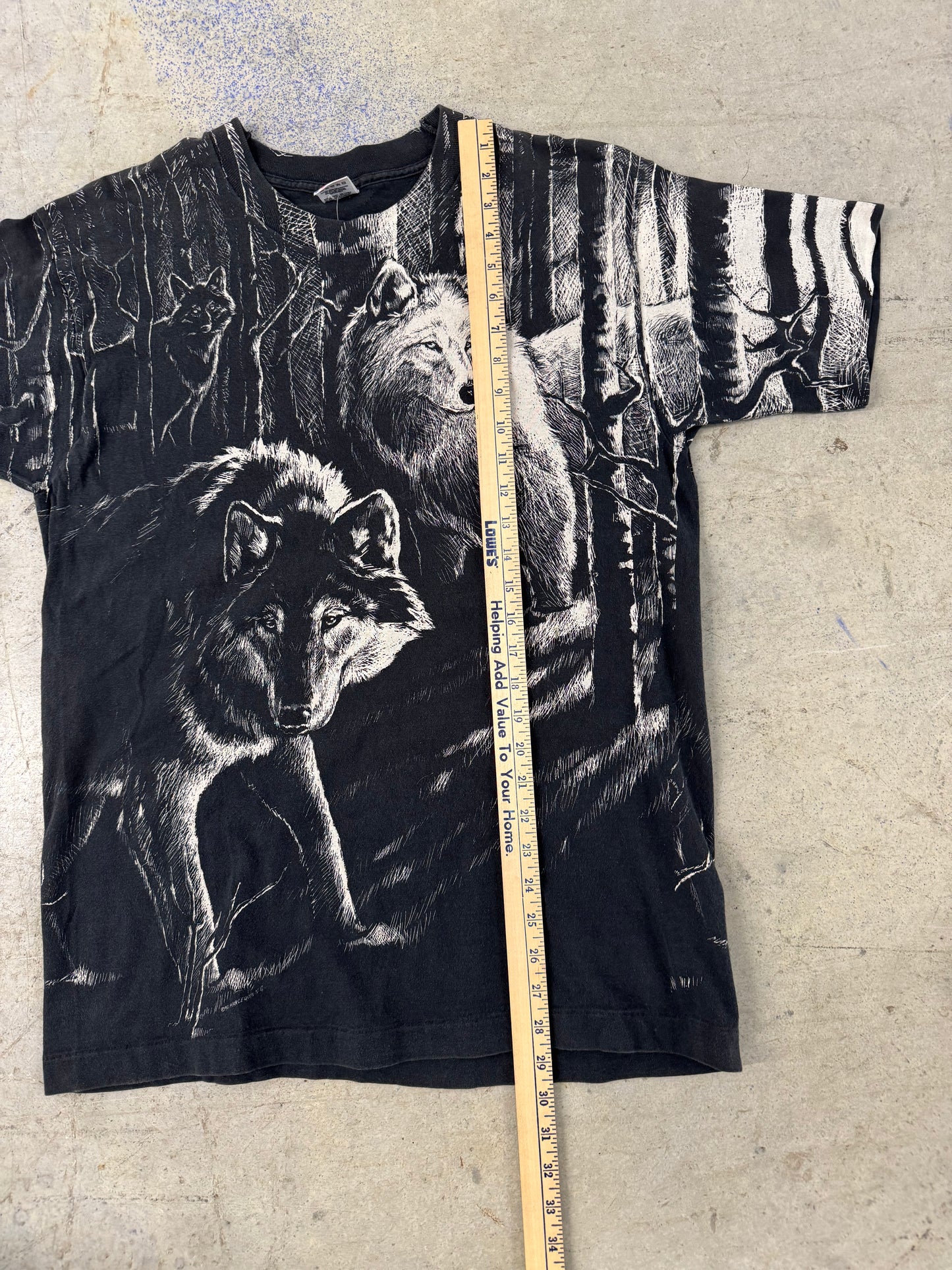 90s Wolf All Over Print Shirt